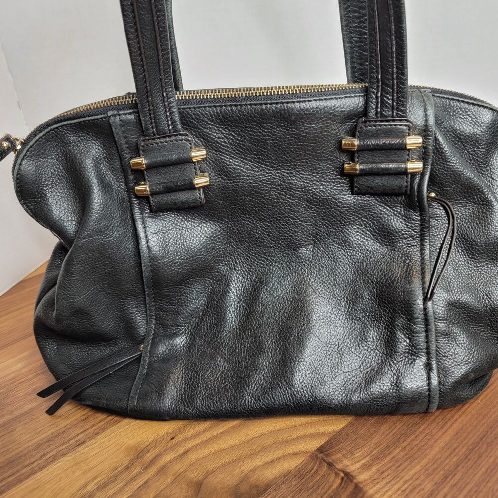 B. Makowsky Black Pebble Genuine Soft Butter Leather Shoulder Bag EUC - Picture 2 of 6